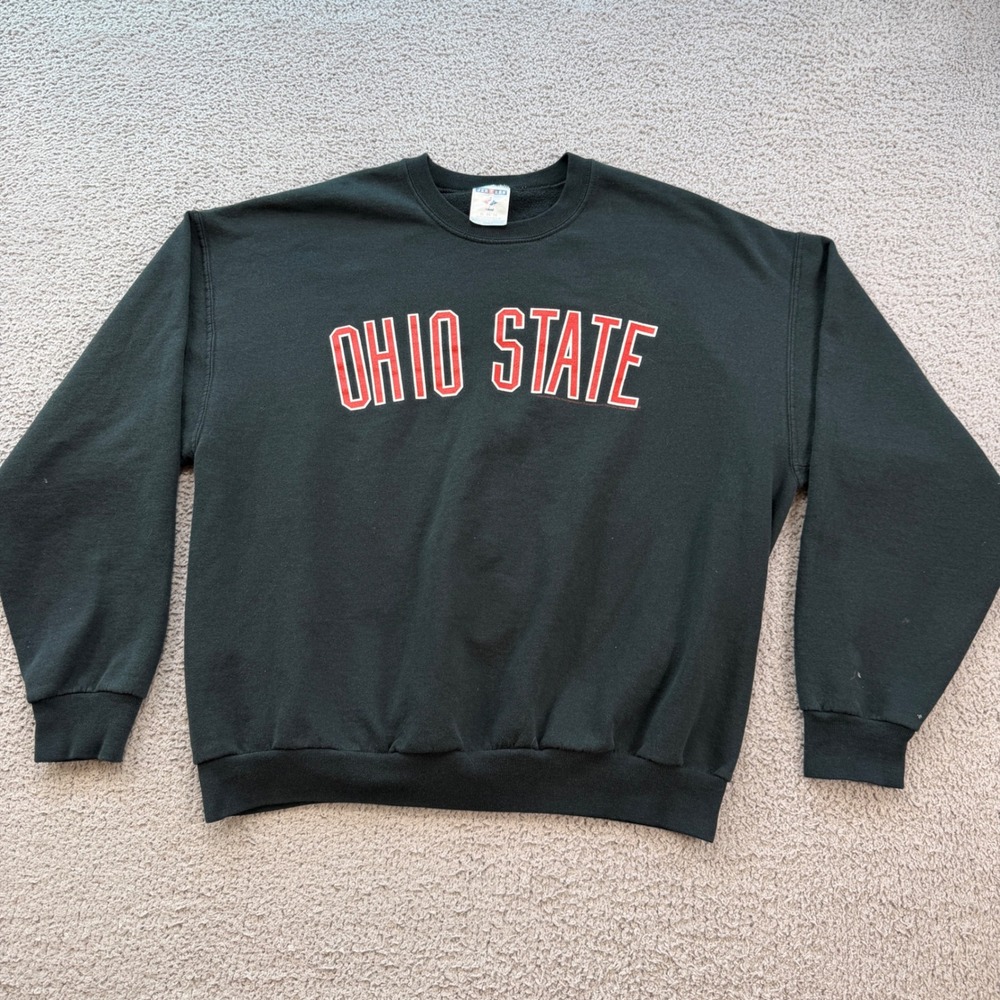 Vintage Jerzees Ohio State Buckeyes Sweatshirt XL Black NuBlend Pullover OSU